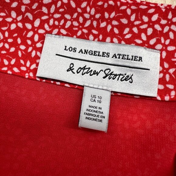 & Other Stories Red Floral Sleeveless Mini Summer Dress Size 10 - Picture 10 of 13